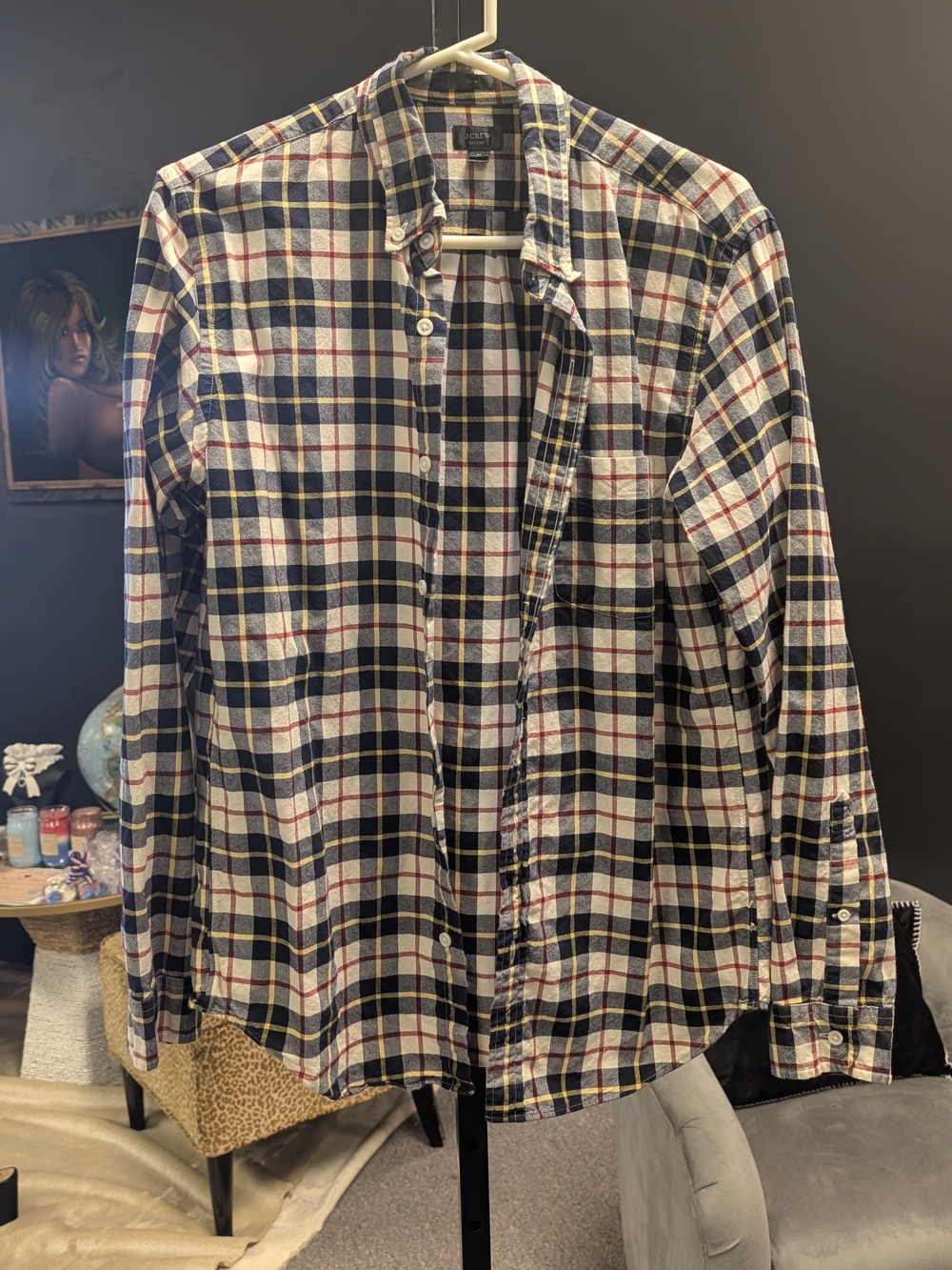 J. Crew Men's Plaid Button-Down Shirt in Navy, White & Red